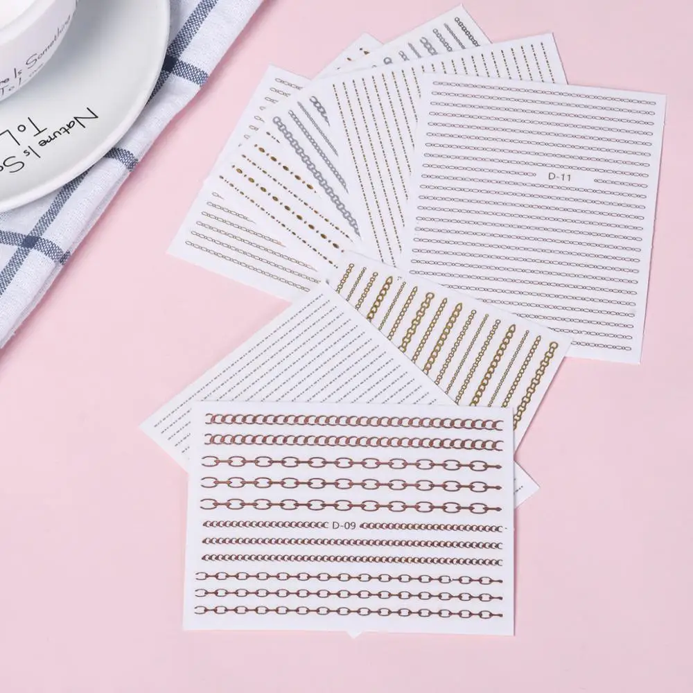 3PCS Rose Gold Silver 3D Nail Sticker Curve Stripe Lines Nails Stickers Adhesive Striping Tape Art Decals | Красота и здоровье