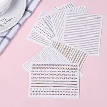1 חתיכה עלה זהב כסף 3D נייל מדבקת פס עקום קווים ציפורניים מדבקות דבק קלטת לרצועות נייל ארט מדבקות מדבקות(China)