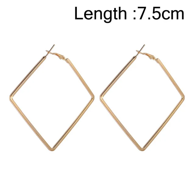 Gold 7.5cm Индивидуальные простые металлические треугольные геометрические серьги, винтажные серьги-кольца для женщин, модные ювелирные аксессуары, подарок - Окраска металла: Gold 7.5cm