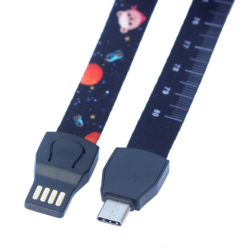 90 см портативный type C micro USB плоский с линейкой и слингом многофункциональный кабель для передачи данных и зарядки - Цвет: Type-C Port