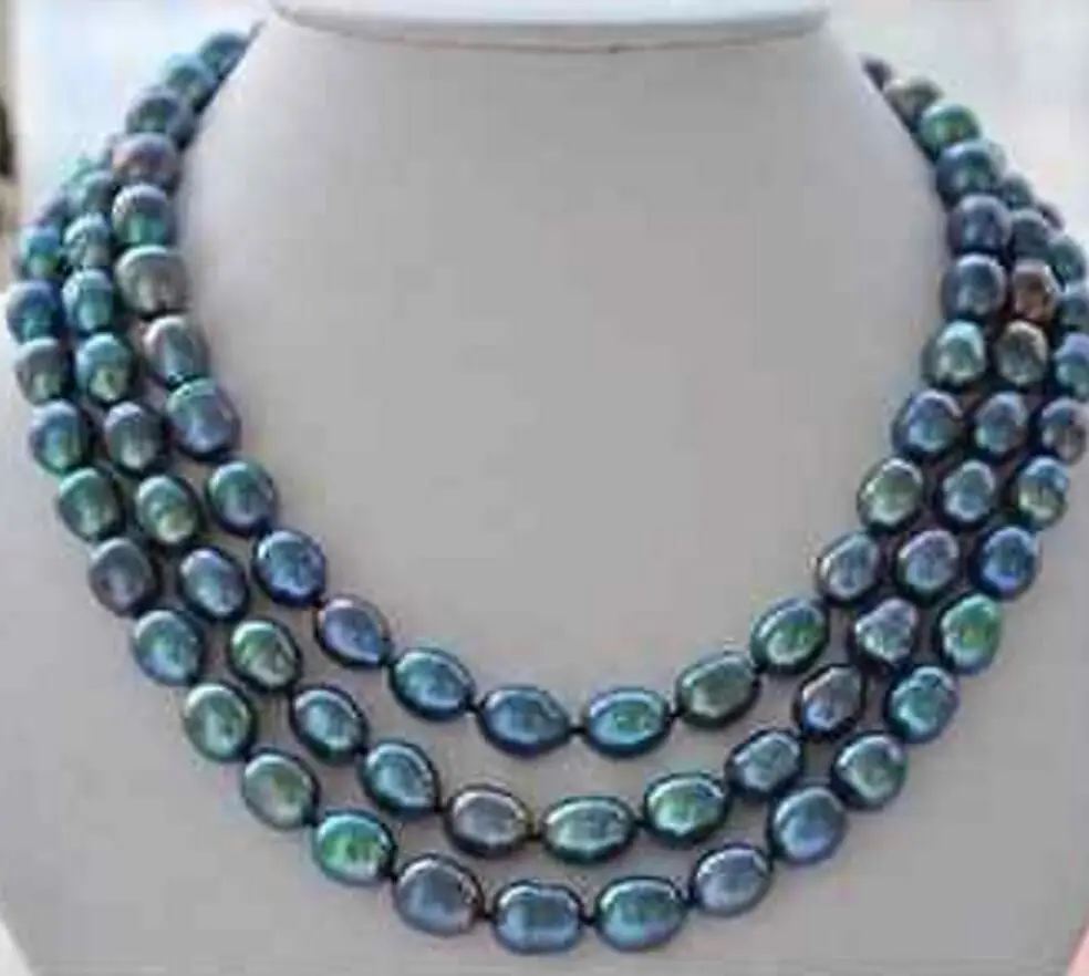 Free shipping stunning 8-9mm tahitian peacock green baroque pearl necklace 50&quot | Украшения и аксессуары