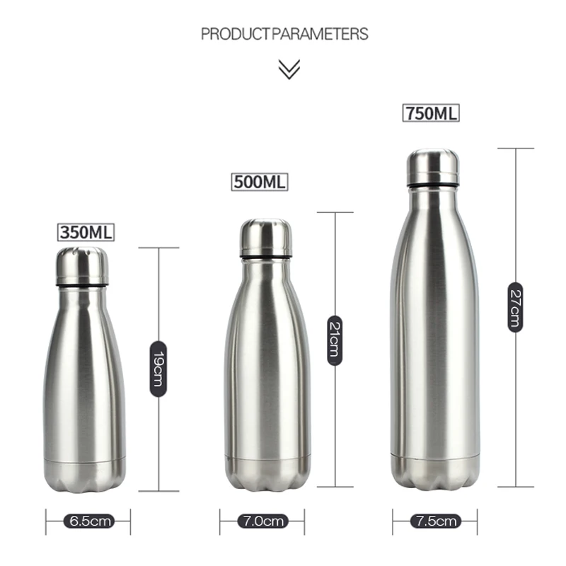 350ML/750ML Stainless Cola Motion Sports Water Bottle Rugged Water Cup Monolayer Metal Color Cola Drink Bottle Drinkware
