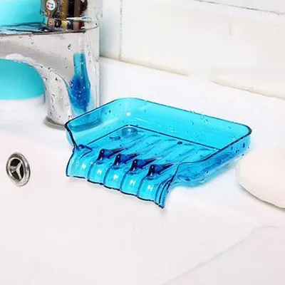 blue 1 шт Водопад пластиковая мыльница аксессуары для ванной комнаты дренаж для мыла коробка для душа мыльница слив кухонный держатель для губки в раковину - Цвет: blue