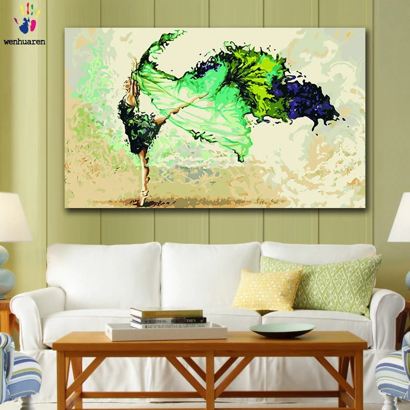 DIY картинки для раскраски по номерам с цветами Девушка в балетном танце картина