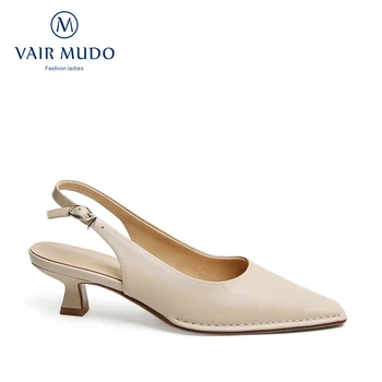 

VAIR MUDO Women Pumps Shoes Single Spring Autumn Fashion Low Heels Black Genuine leather Casual Shoes Women Elegant lady D145L