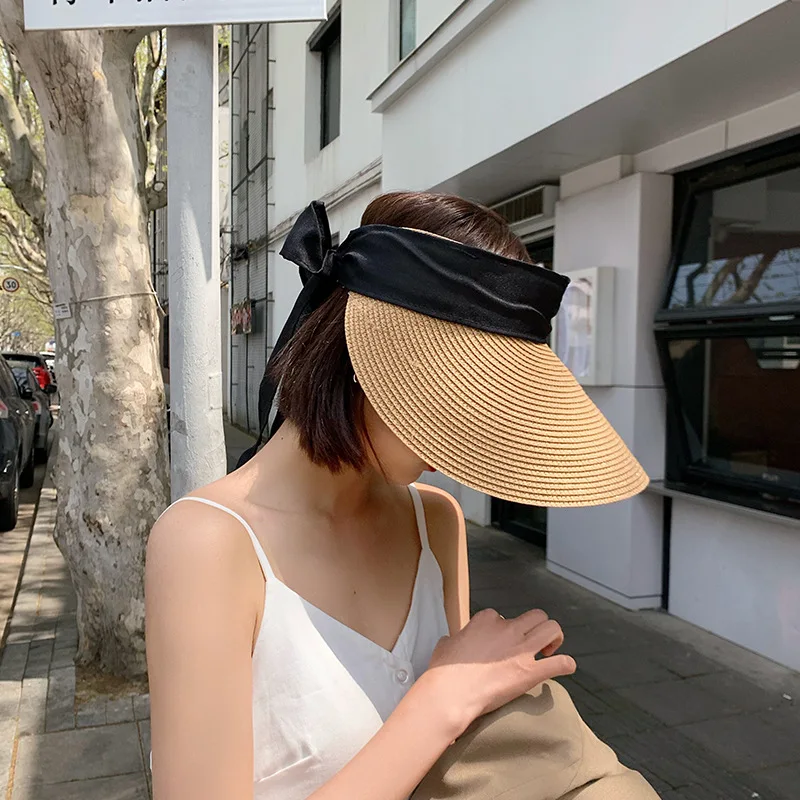 Oversize Straw Bucket Hat Women Bow 