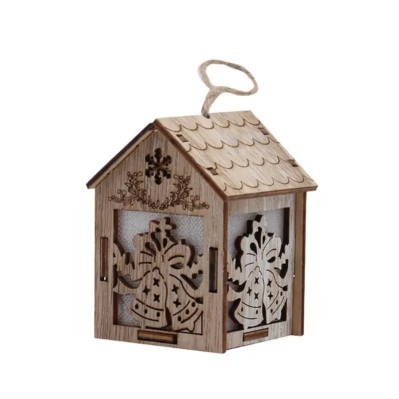 

Christmas Tree hanging LED Light Log Cabin Wood House Decoration Showcase 634E