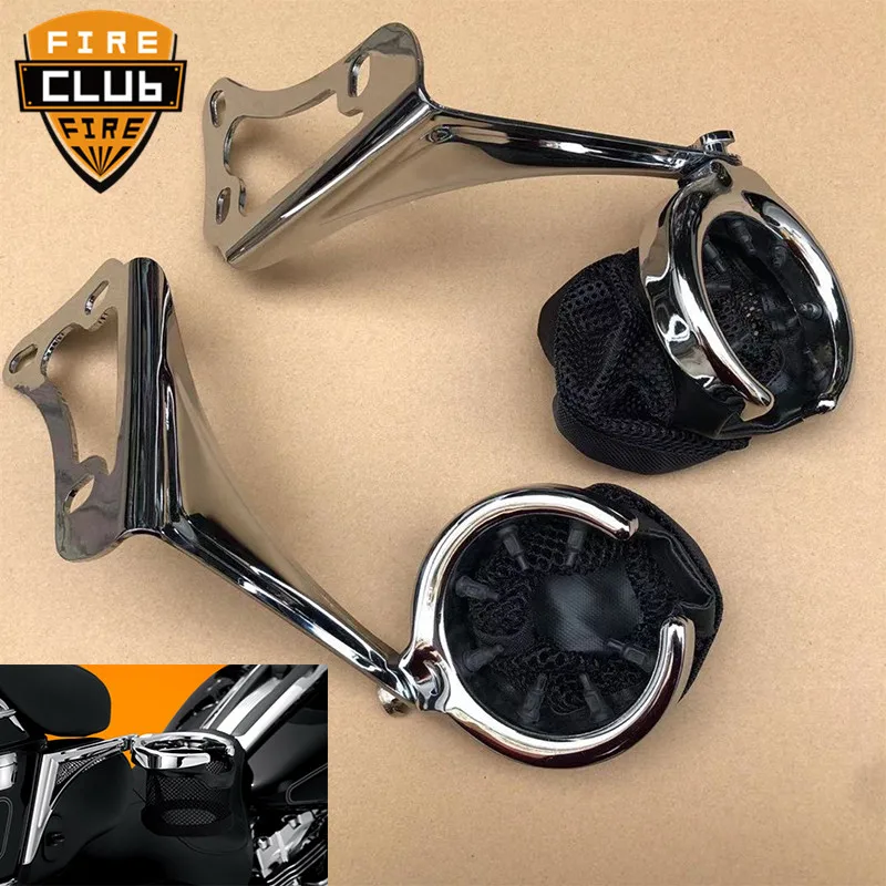 

Motorcycle Handlebar Cup Holder with bracket Chrome Metal Drink for Harley Electra Glide 1998-2013