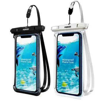 FONKEN 휴대폰용 풀 뷰 방수 케이스, 수중 눈 우림, 투명 드라이 백, 수영 파우치, 대형 휴대폰 커버