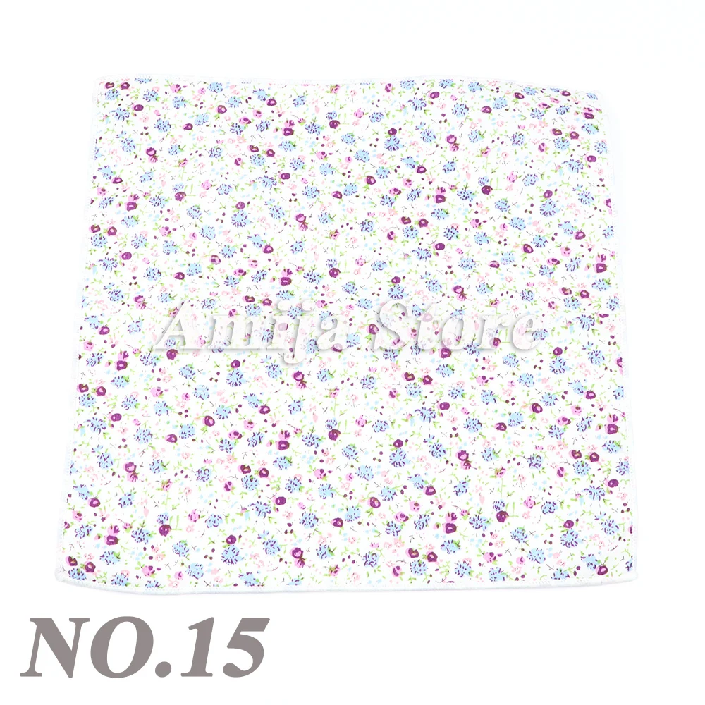 New Floral Pocket Square Gift Set Handkerchief 100% Cotton Hankie Printing Women&Men Casual Party Gift Tuxedo Bow Tie Accessory