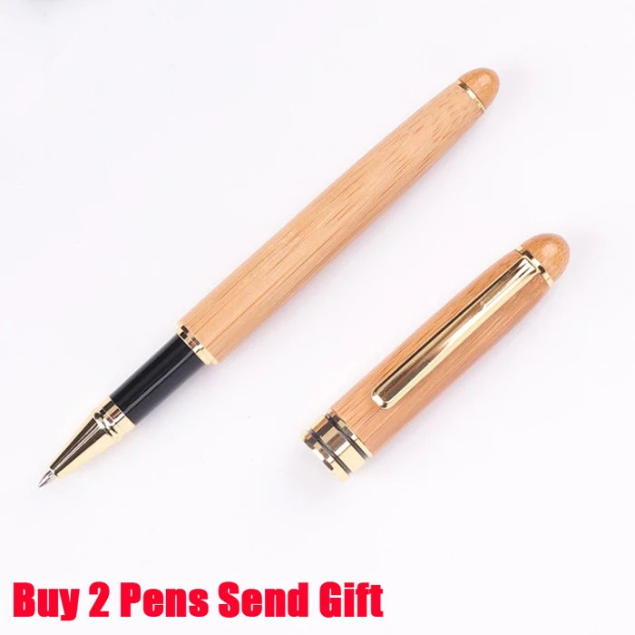Классический дизайн Luoshi брендовая роскошная деревянная шариковая ручка для бизнеса Высококачественная бамбуковая подарочная ручка купить 2 ручки отправить подарок - Цвет: Roller Pen No Box