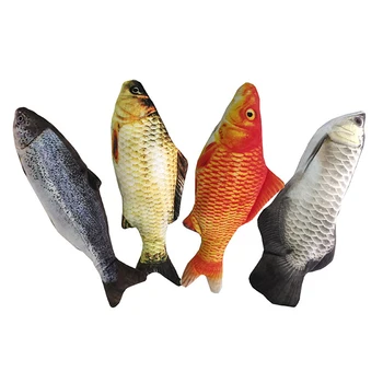 

3D Simulation Fish Creative Pet Cat Kitten USB Chewing Cat Toys Chew Toys Interactive Kitten Playing Toy Stuffed Pillow Cat Toys