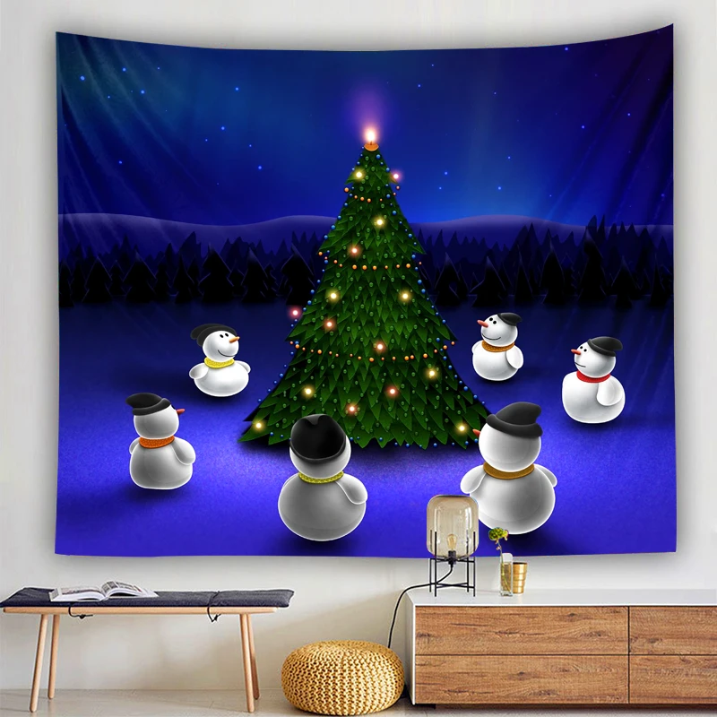 

Christmas Snowman Doll Mural Medusa's Gaze Tapestry Family Life Mattress Carpet Decorations