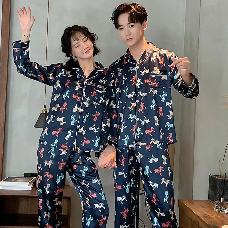 

Liang xing-Autumn & Winter Couples Viscose Double Long Pajamas Suit Women's M-XXL Code Men's L-3xl Code