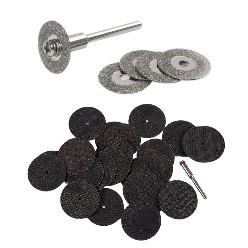 2 Set Blades Kit: 1 5 Pcs 22Mm Emery Diamond Cutting Drill Bit + Mandrel &amp 25 32Mm Resin Whee | Инструменты