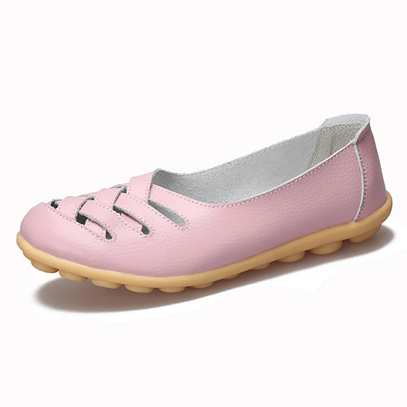 Women's Genuine Leather Flats Loafers Slip-On Shoes
