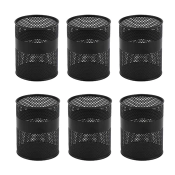 

Pen Cups, 6 Pack Black Mesh Desk Pen Pencil Holder, Round Pen Container Pencil Cups Desk Organizers for Home Office