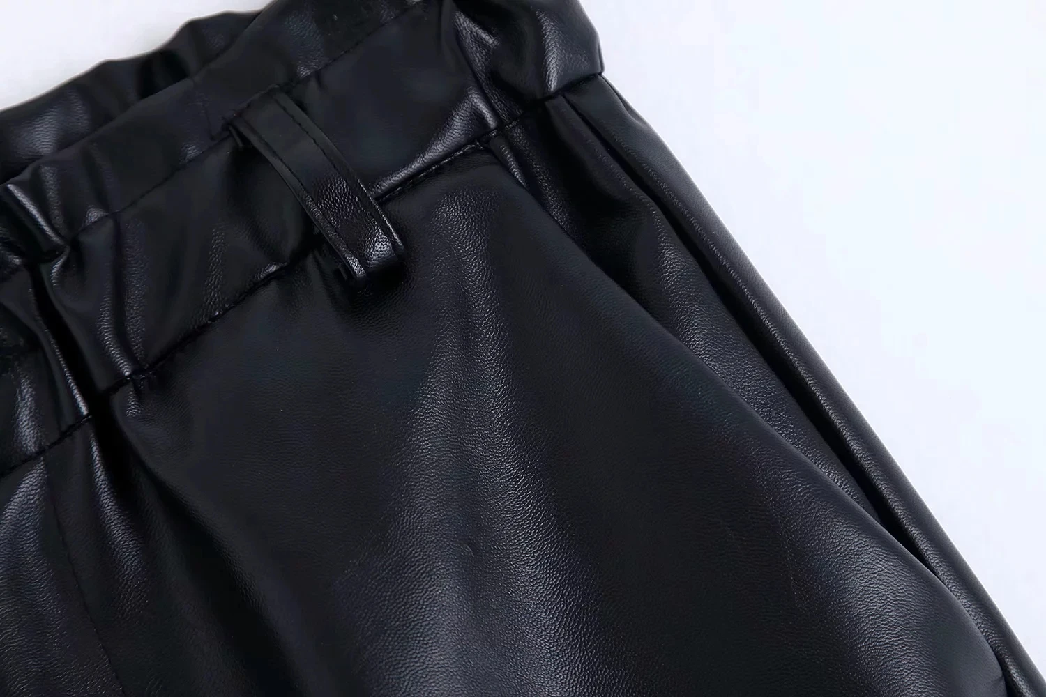 Модные женские черные свободные штаны из искусственной кожи осенние удобные женские брюки с эластичной резинкой на талии P1501