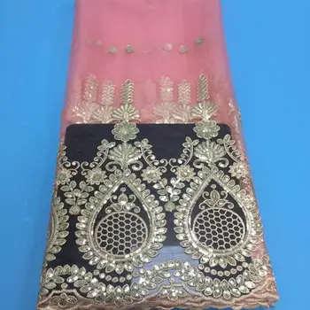 

2019 Latest Sexy French Embroidered Tulle Lace Africa Sequins Mesh Lace Fabric Sewing for Party Wedding Dress Top Quality 5yards fashion hot sale design Nigeria lace fabric