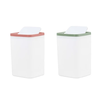 

Promotion! 2Pcs Waste Bin Small Trash Can Mini Desktop Ashcan Tabletop Trashbox for Desk Car Trash Bin Red & Green