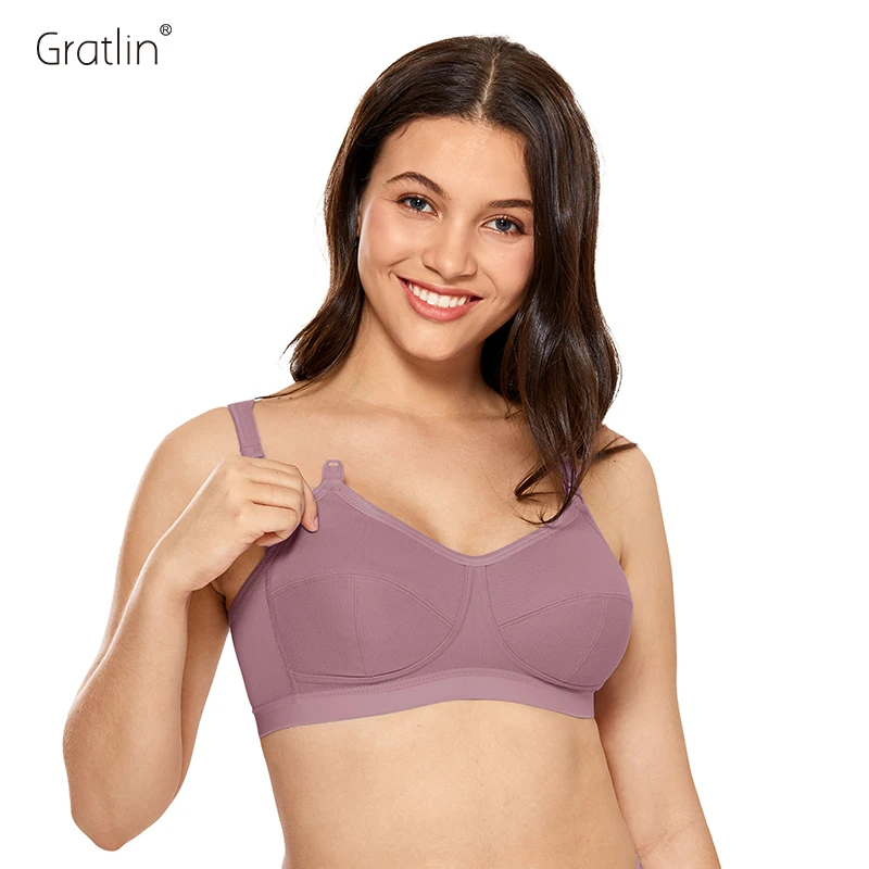 

Gratlin Women's Plus Size Wirefree Cotton Maternity Nursing Bra Softcup Sleeping Underwear