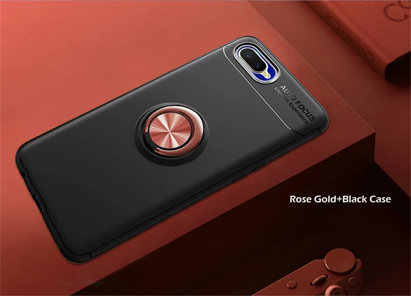 OPPO RX17 neo металлический корпус кольцо-держатель на палец для мобильного телефона из мягкого силикона ТПУ с рисунком задняя крышка чехол для OPPO RX 17 neo R15X OPPO K1 чехол противоударный корпус - Цвет: Rose Black