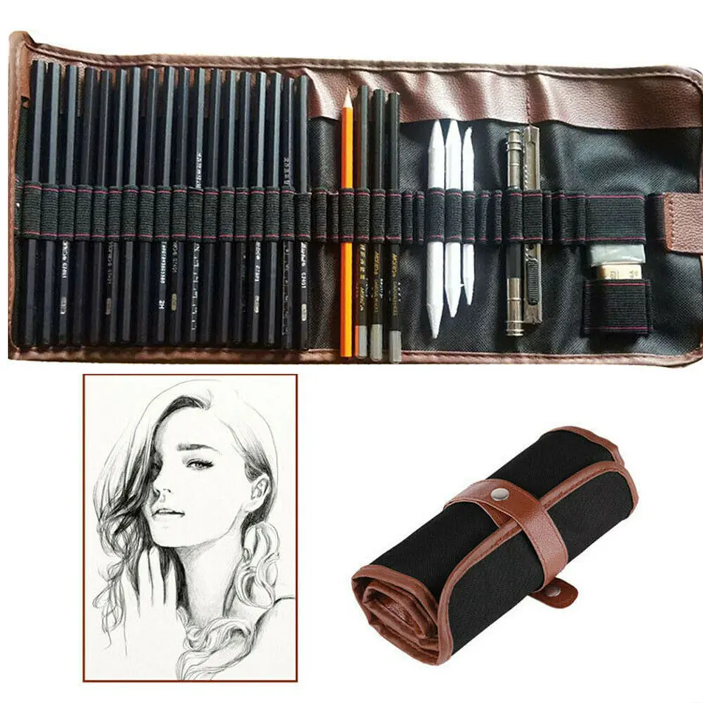 

Professional Drawing School Eraser Outdoor Travel Art Supplies Adult Beginner Painting Sketch Pencil Set Kit Tool Accessories