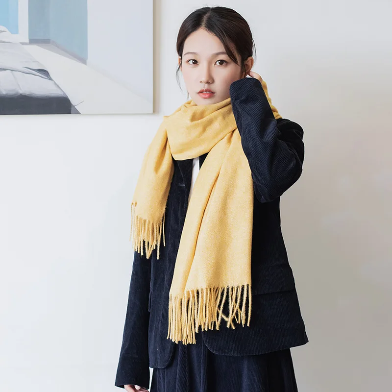

2020 winter new fashion autumn soft scarf imitation cashmere scarf female pure color wild warm tassel shawl neutral