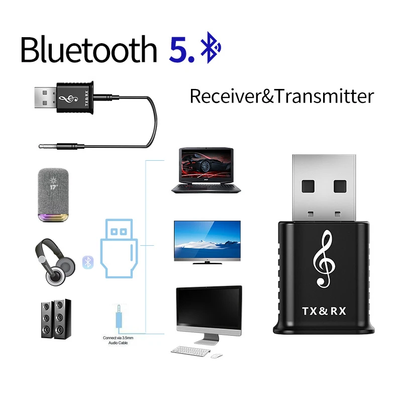 2в1 Bluetooth приемник передатчик мини стерео Bluetooth 5,0 AUX RCA USB 3,5 мм аудио беспроводной адаптер для ТВ ПК автомобильный комплект MP3 MP4
