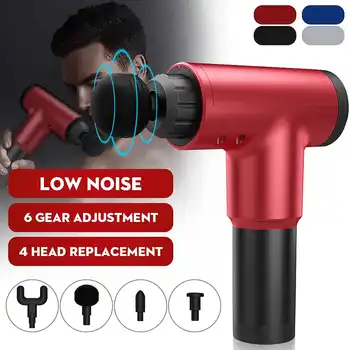

6 Gear Speed Electric Therapy Massage Guns Muscle Massager Pain Relief 3600r/min 4 Heads 110-240V Tissue Massage Relax Machine