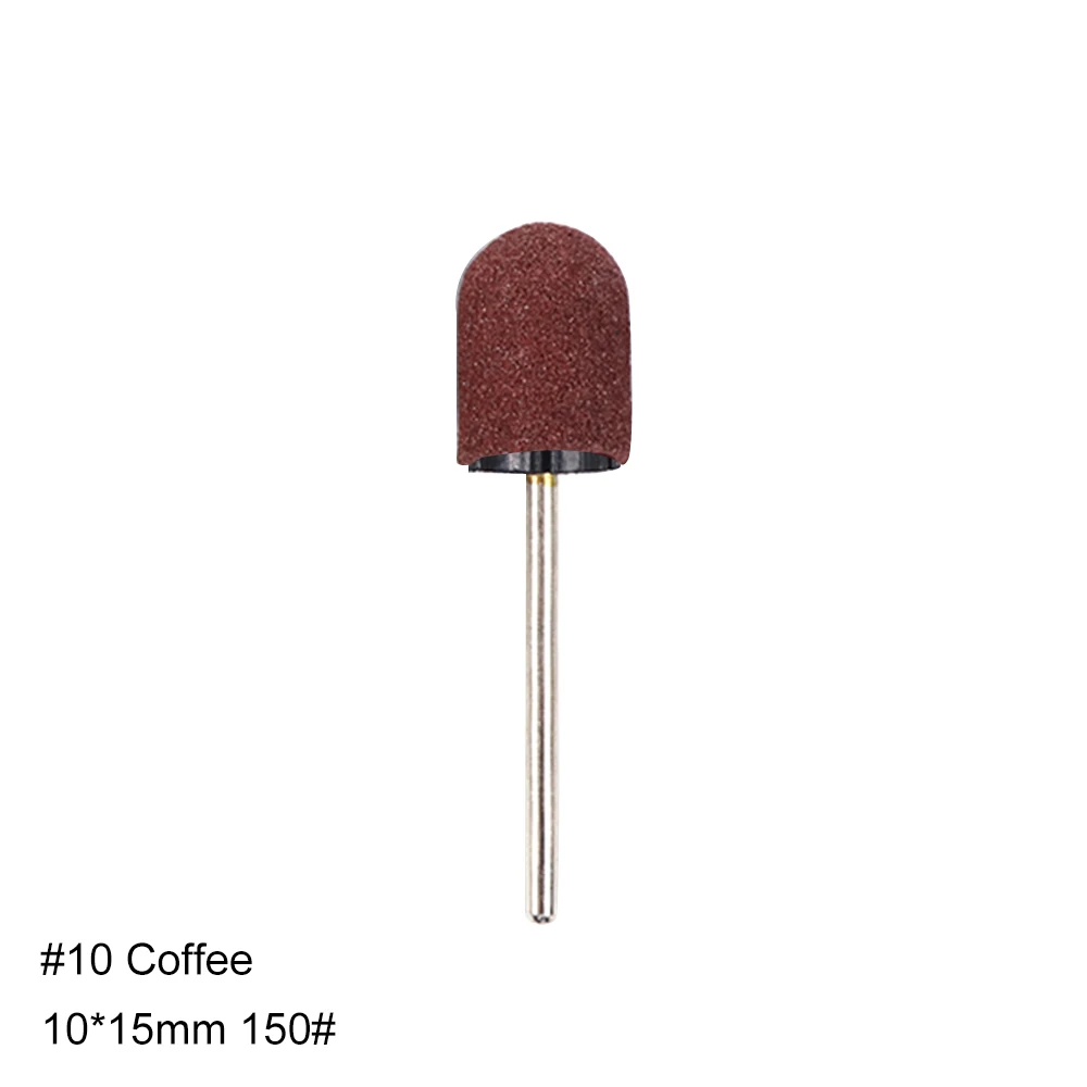 No.10 coffee Оправка+ шлифовальная крышка s фреза для маникюра 150# Pecidure дрель для ногтей Песочная крышка набор аксессуаров фрезы Инструмент для полировки - Цвет: No.10 coffee