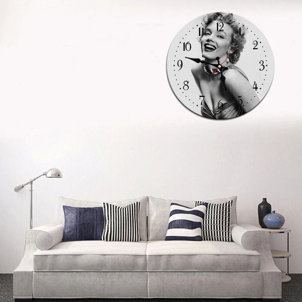Marilyn красивые настенные часы, современный стильный круглый Настенные часы для украшения дома, офиса, кафе, бесшумные деревянные картонные часы