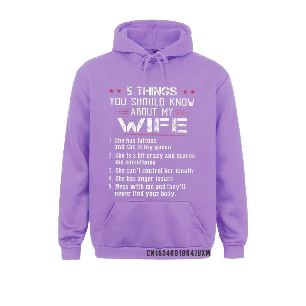 Design 5 Things You Should Know About My Wife Has Tattoos on back T-Shirt__4951 Men Sweatshirts Rife Summer/Fall Long Sleeve  Hoodies Clothes 5 Things You Should Know About My Wife Has Tattoos on back T-Shirt__4951purple