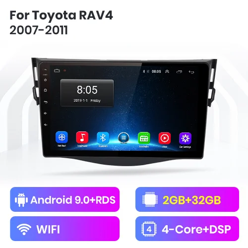 Junsun V1 2G+ 32G Android 9,0 DSP для Toyota RAV4 Rav 4 2007-2011 Автомобильный Радио Мультимедиа Видео плеер навигация gps RDS 2 din dvd - Цвет: 2-32GB for wifi