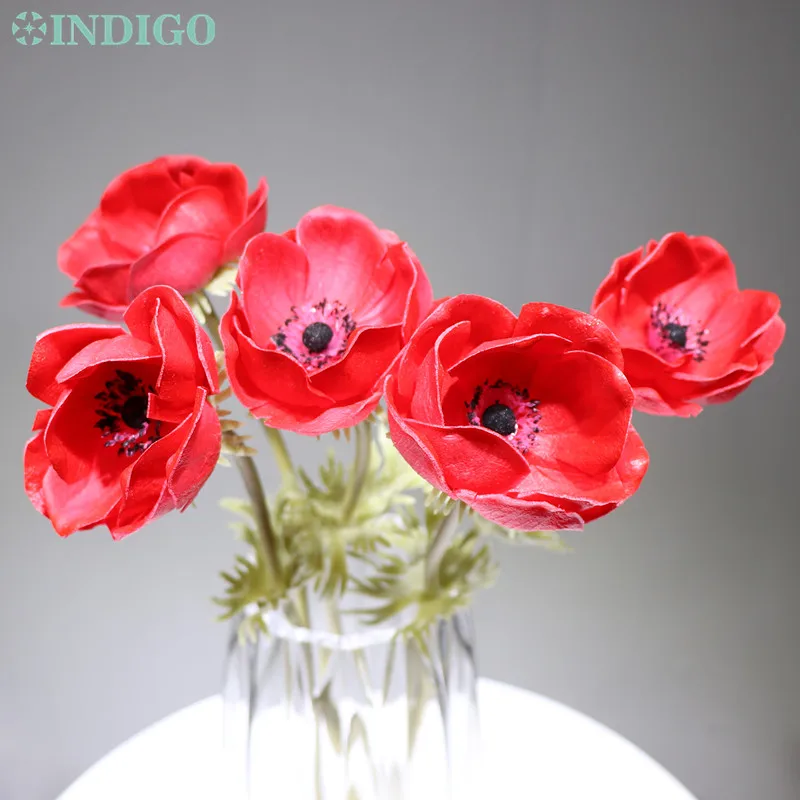 Индиго-5 шт., цветок анемона, украшение для дома, паскетик, свадебные искусственные цветы, вечерние цветы - Цвет: 5pcs red