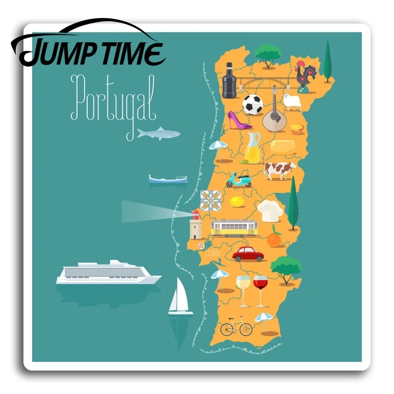 Jump Time for Portugal Map Travel Vinyl Stickers Sticker Laptop Luggage Gift Camper Door Decal Waterproof Car Accessories | Автомобили и