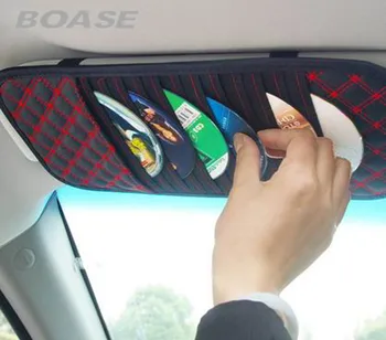 

High Quality PU Car Sun Visor Glasses clip documents folder / card holder multifunctional CD storage bag