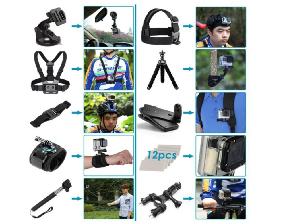 Amazon hotselling OEM/ODM уличная активность 50 в 1 камера аксессуары набор для gopro