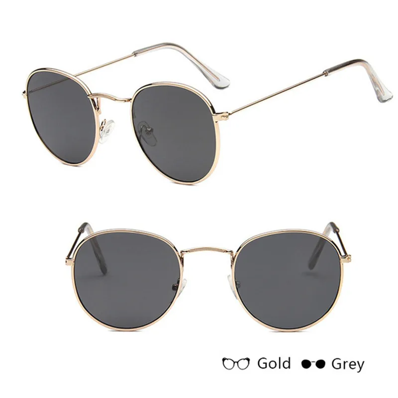 GoldGray LeonLion, зеркальные металлические солнцезащитные очки для женщин, винтажные, брендовые, дизайнерские, плоские, круглые, UV400, уличные, Beat Oculos De Sol Gafas - Цвет линз: GoldGray