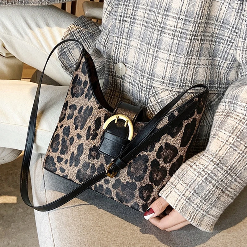 

Vintage stone pattern Leather Bucket Bags For Women 2019 Small leopard Crossbody Bag Female Shoulder Messenger Bag Handbags