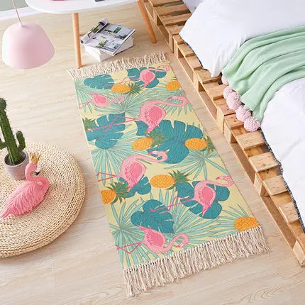 Скандинавский Фламинго ковер прямоугольной формы прикроватное одеяло хлопок и лен ручной работы машинная стирка