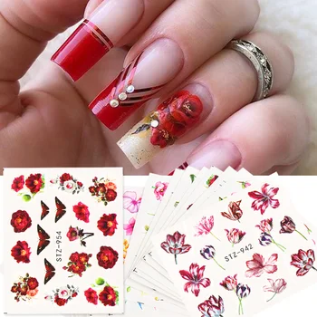 

1pc Rose Flower Style Nail Art Stickers Full Wraps Water Transfer Tips Blooming Flower Tattoo Nail Art Decoration TRSTZ922-957-1