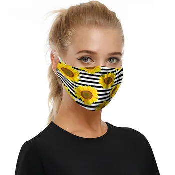 

5pc Adult Unisex Mask Sunflower Print Windproof Dustproof Windproof Foggy Haze Face Mouth Masks Mascarilla Mascarar Masque