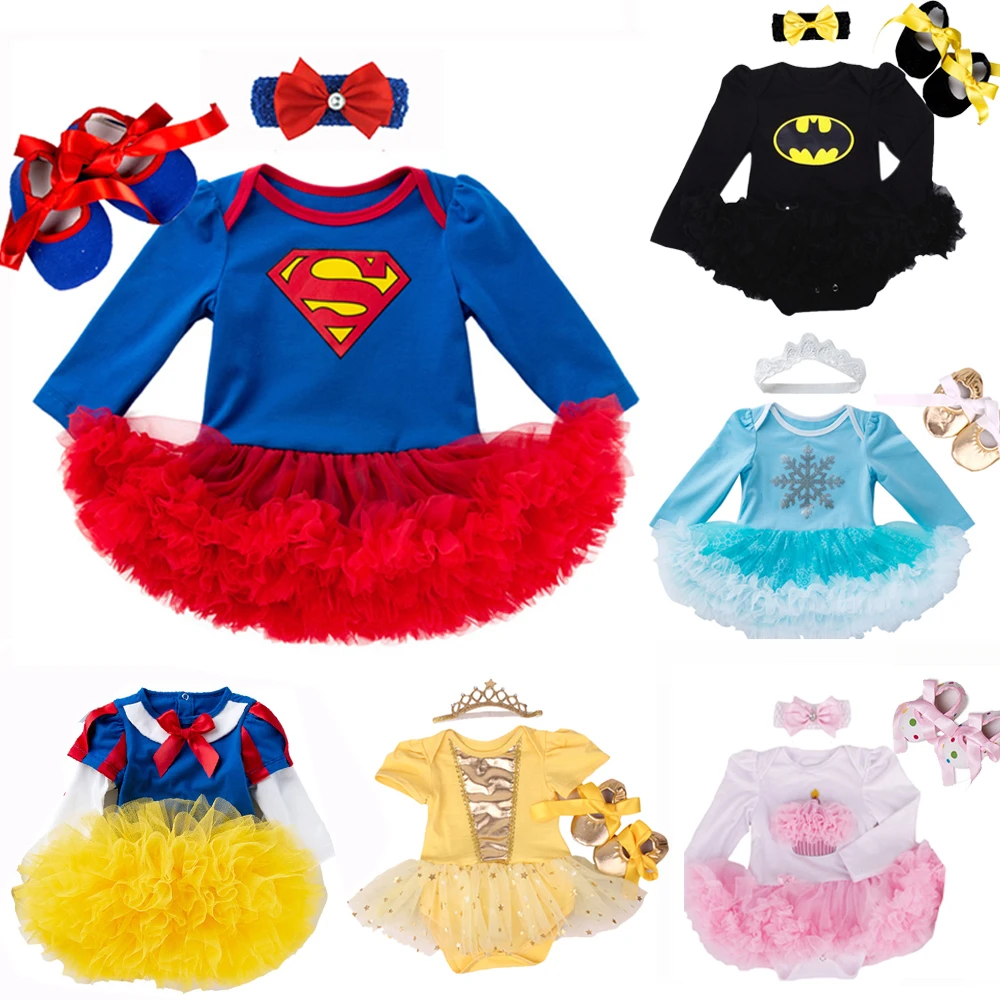 Baby Clothing Set for girl 3pcs Newest Summer Toddler Infant Baby Girl Cotton Cartoon Outfits Set Birthday Romper + Tutu Dress + Headband Cute Baby Clothes baby shirt clothing set