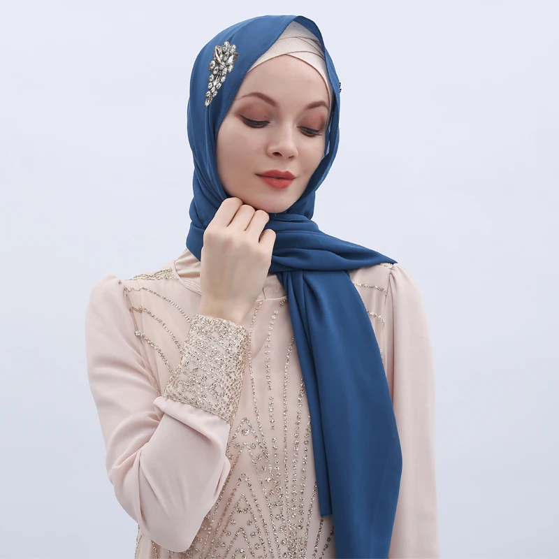 Hijabs мусульманский исламский шарф шарфы для женщин длинный подшарф Moslima сплошной