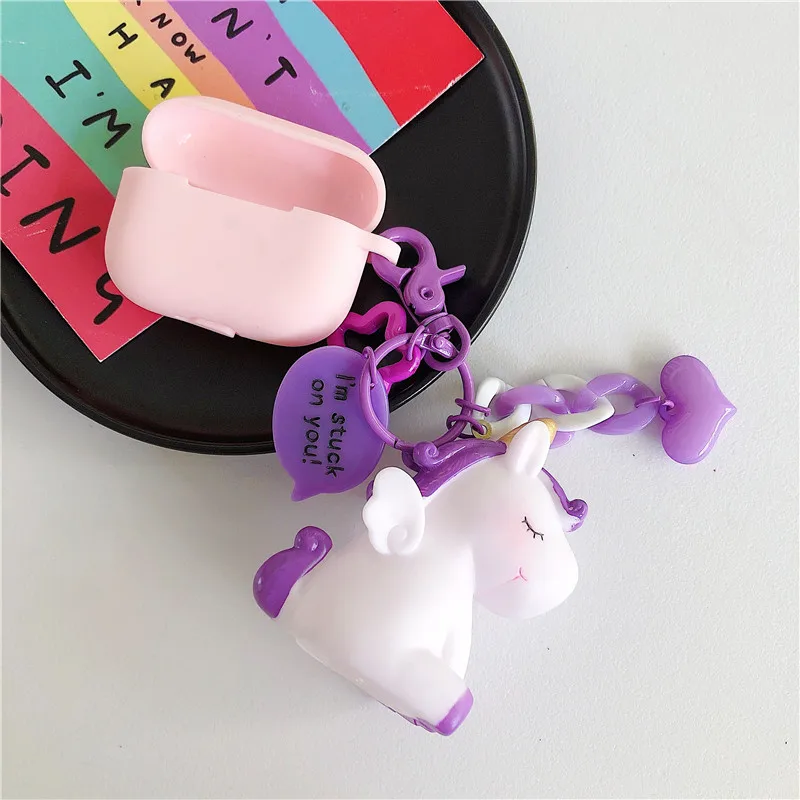 Для Airpods Pro Чехол-брелок с единорогом для девочек 3D силиконовый чехол для наушников для Apple Airpods Pro для Air Pods 3 чехол для гарнитуры