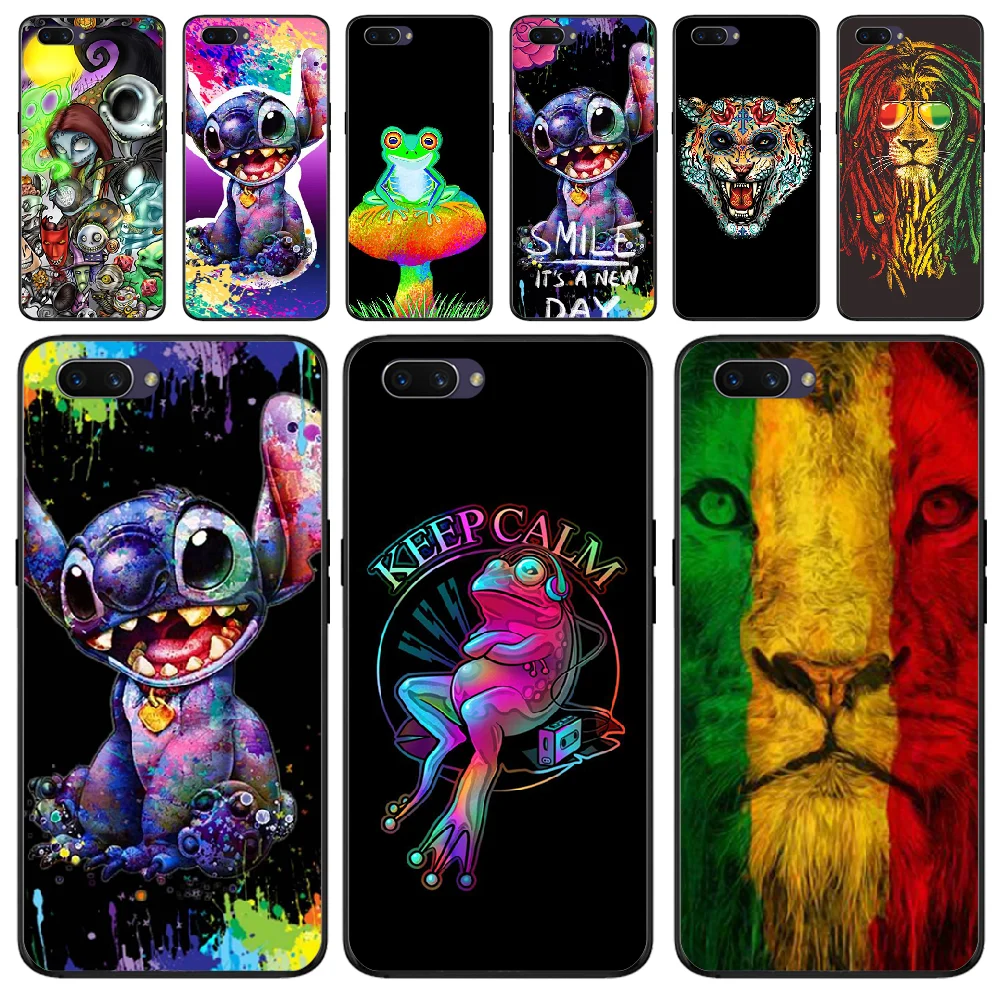 Мягкий резиновый чехол для телефона из ТПУ BaweiTE Cute tattoo Black OPPO F5 F9 F3 F11 pro A92020 K1 A77 RENO