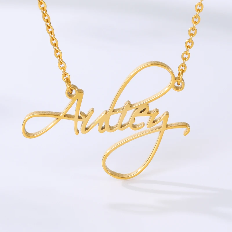 Customized Name Necklace Crown Heart Old English Personalized Stainless Steel Letter Choker Pendants Necklaces Nameplate Gifts