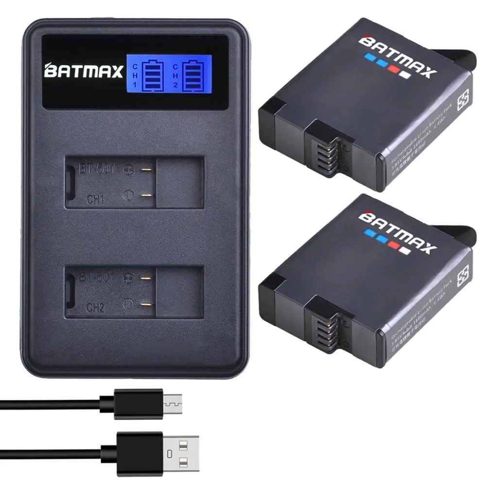 Batteria Batmax Per Gopro Hero 7 6/5 Caricatore Doppio Usb Lcd Per Gopro 5 Gopro 6 Nuova Gopro 7 Gopro Hero 8 Action Camera