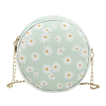 

Shoulder Messenger Handbags Women Stylish Zipper Marguerite Print Round Shoulder Bag Crossbody Pouch Crossbody Bags for Women